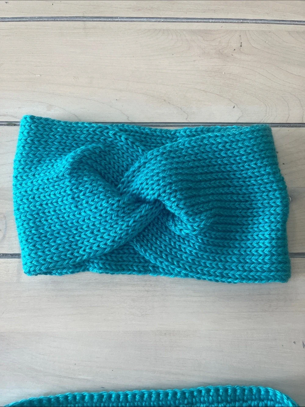 Handmade Teal Crochet Scarf & Headband Set